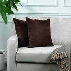 Linen Texture Cushion Covers Set of 2 Hidden Zipper - Brown