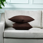 Linen Texture Cushion Covers Set of 2 Hidden Zipper - Brown