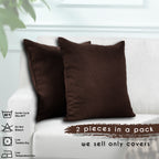 Linen Texture Cushion Covers Set of 2 Hidden Zipper - Brown