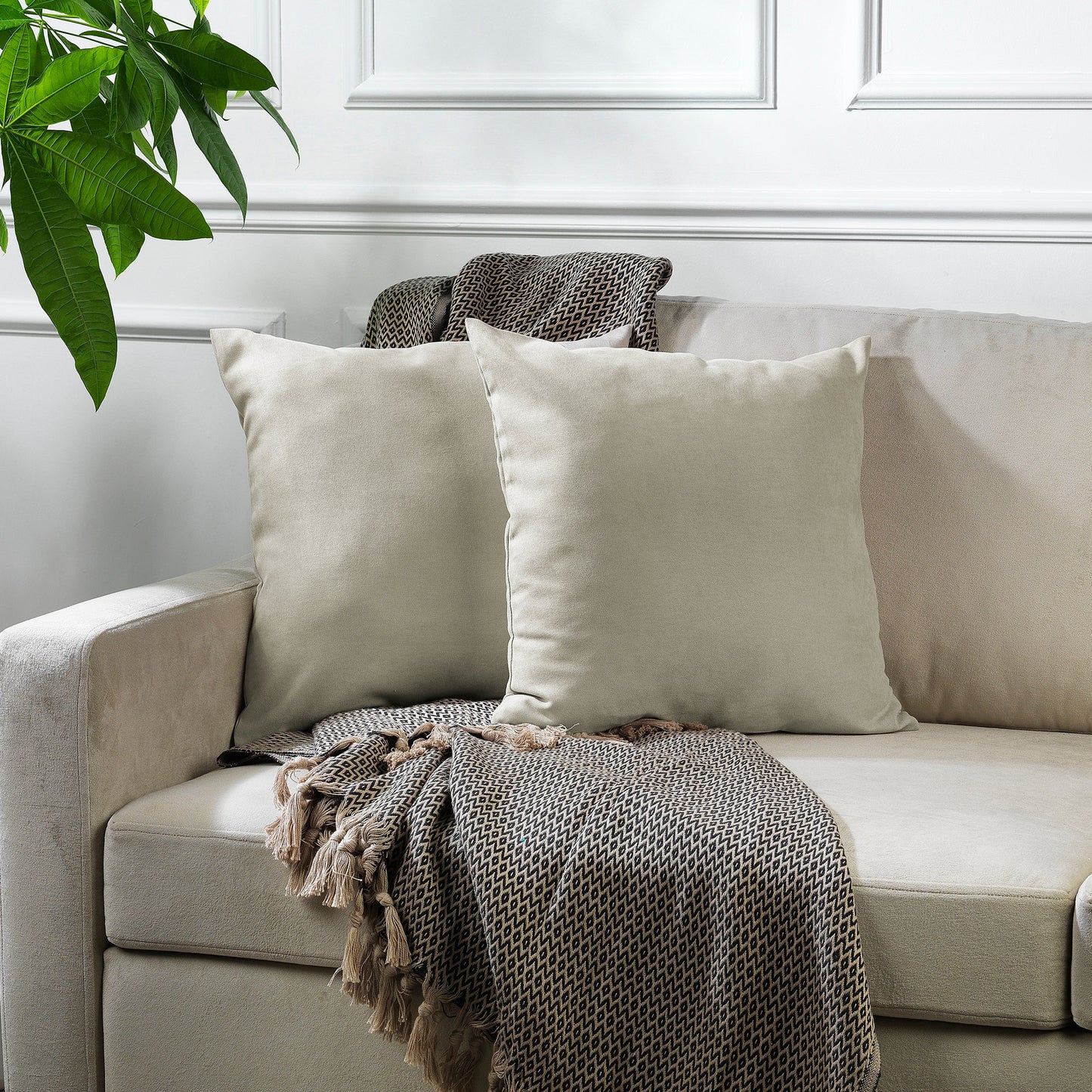 Decorative Cushion Covers Set of 2 Hidden Zipper - Ecru