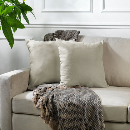 Decorative Cushion Covers Set of 2 Hidden Zipper - Ecru