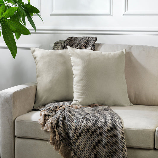 Decorative Cushion Covers Set of 2 Hidden Zipper - Ecru