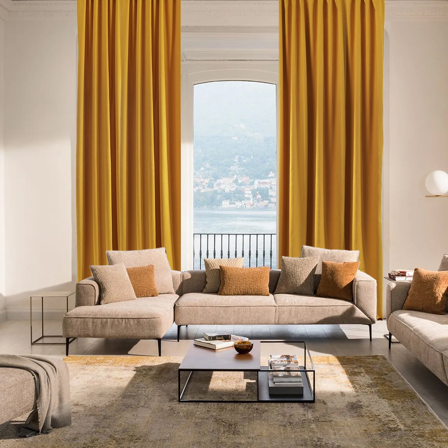 Decorative Pinch Pleated Curtain Single Panel - Mustard Yellow