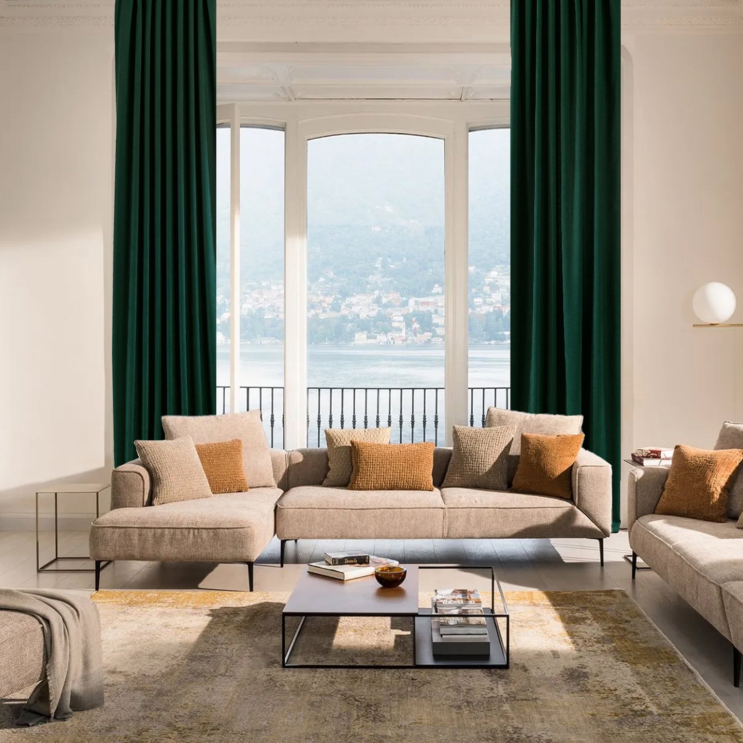 Decorative Pinch Pleated Curtain Single Panel - Dark Green