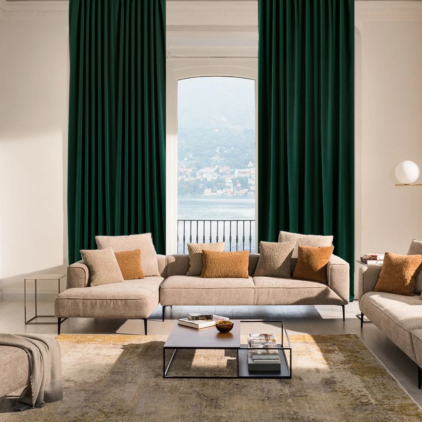 Decorative Pinch Pleated Curtain Single Panel - Dark Green