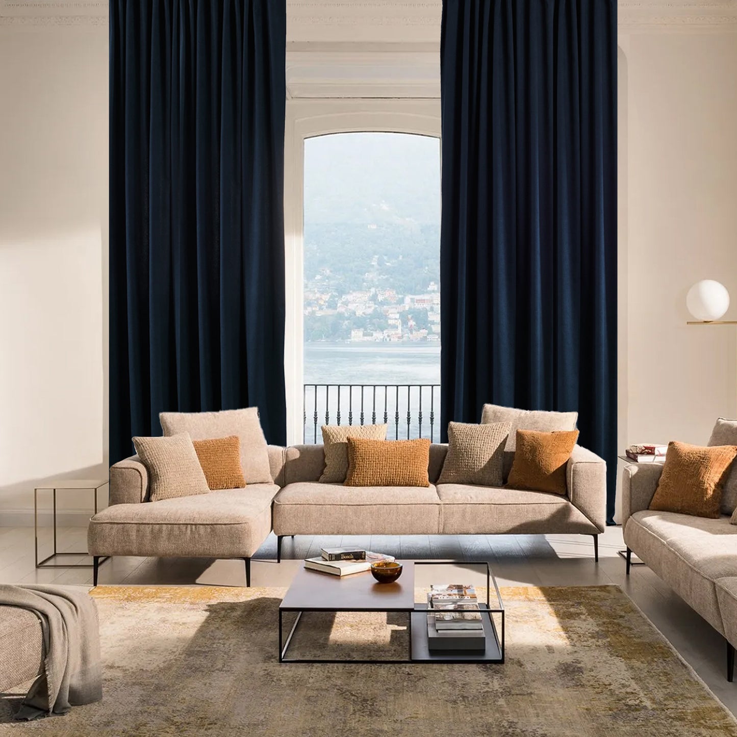 Decorative Pinch Pleated Curtain Single Panel - Royal Blue