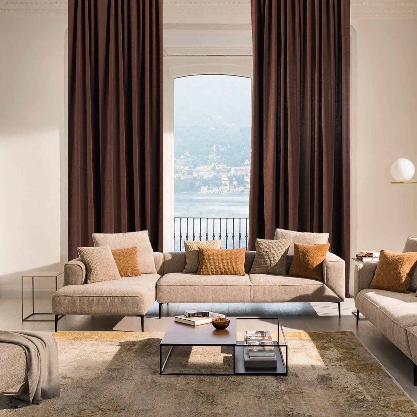 Decorative Pinch Pleated Curtain Single Panel - Dark Brown