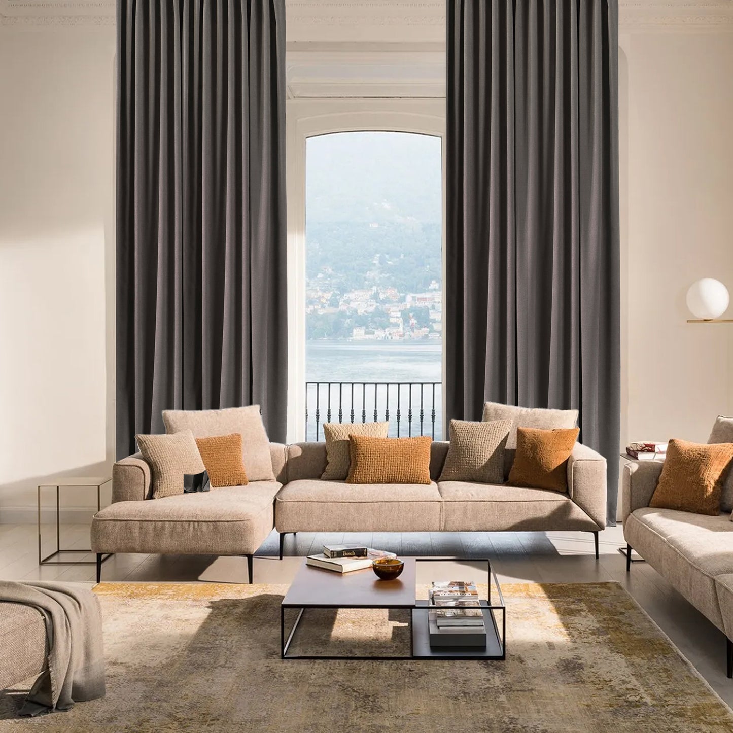 Decorative Pinch Pleated Curtain Single Panel - Stone