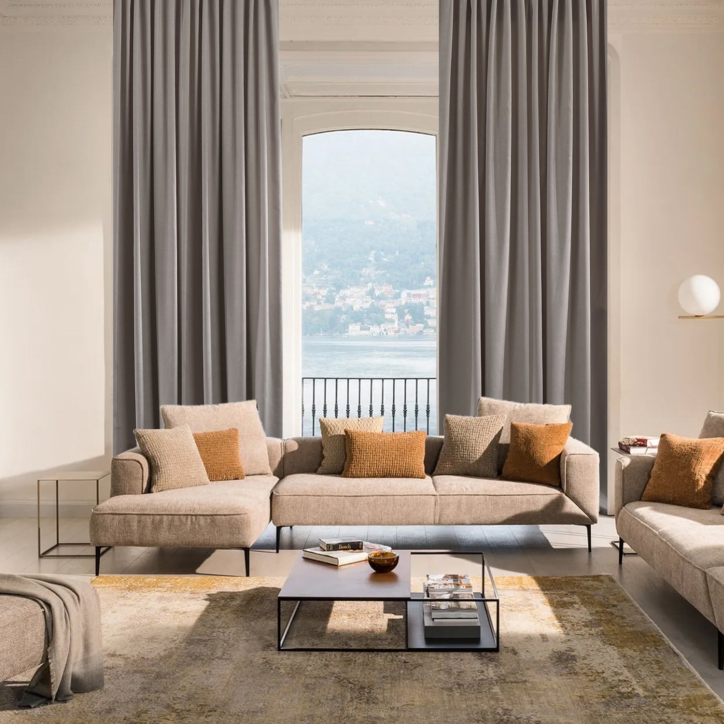 Decorative Pinch Pleated Curtain Single Panel - Light Stone