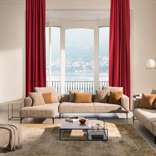 Decorative Pinch Pleated Curtain Single Panel - Red