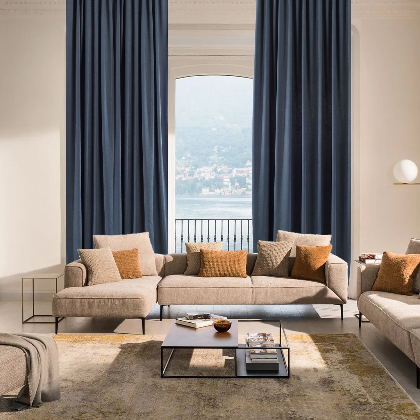 Decorative Pinch Pleated Curtain Single Panel - Sky Blue