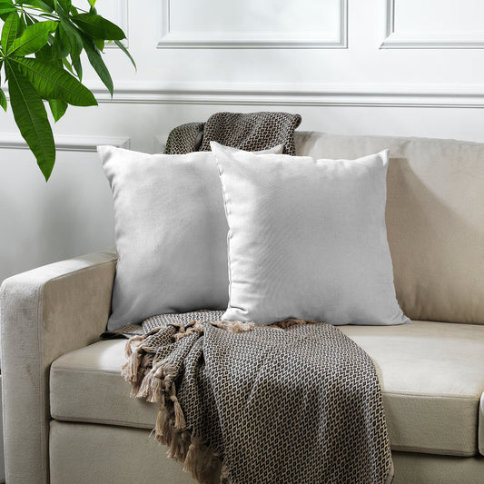 Decorative Cushion Covers Set of 2 Hidden Zipper - Pure White