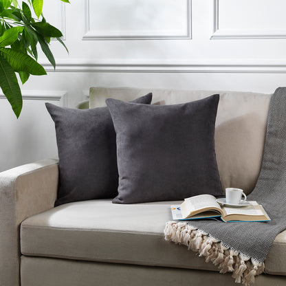 Decorative Cushion Covers Set of 2 Hidden Zipper - Grey