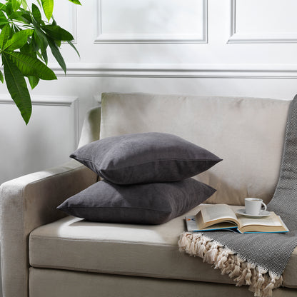 Decorative Cushion Covers Set of 2 Hidden Zipper - Grey