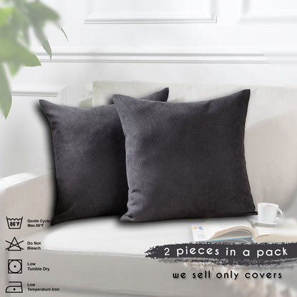 Decorative Cushion Covers Set of 2 Hidden Zipper - Grey