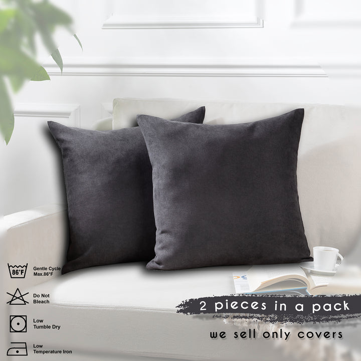 Decorative Cushion Covers Set of 2 Hidden Zipper - Grey