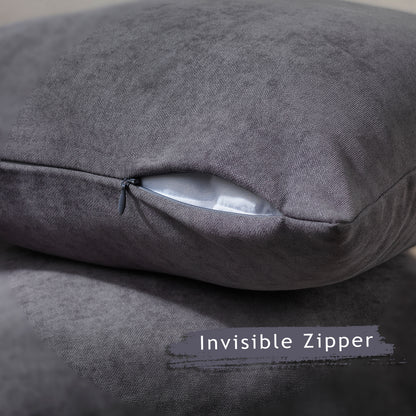 Decorative Cushion Covers Set of 2 Hidden Zipper - Grey