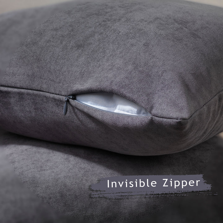 Decorative Cushion Covers Set of 2 Hidden Zipper - Grey