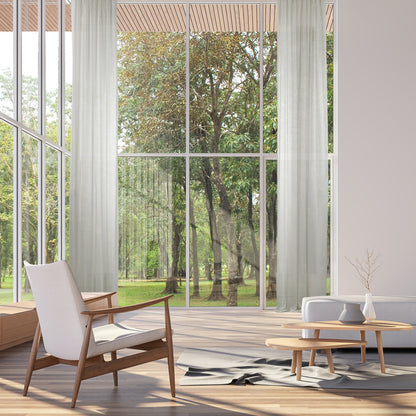 Sheer Silk Crepe Curtain Single Panel - Ecru