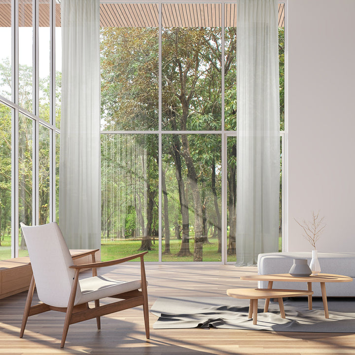 Sheer Silk Crepe Curtain Single Panel - Ecru