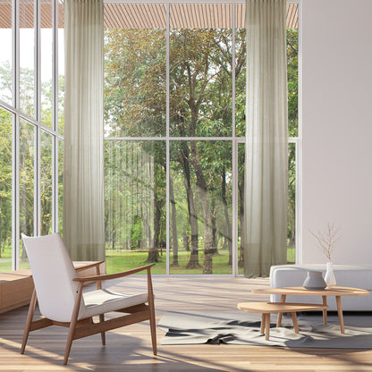 Sheer Silk Crepe Curtain Single Panel - Beige
