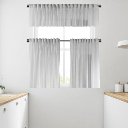 Sheer silk crepe kitchen valances, sheer silk crepe valance, kitchen window valance, light filtering kitchen curtains, decorative kitchen valance, elegant window topper, modern kitchen decor, luxury kitchen valance, café window curtain, custom kitchen valance, rod pocket valance, sheer window treatment, kitchen window curtains, stylish window valance, home decor, window furnishings, decorative kitchen window topper