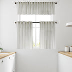 Sheer silk crepe kitchen valances, sheer silk crepe valance, kitchen window valance, light filtering kitchen curtains, decorative kitchen valance, elegant window topper, modern kitchen decor, luxury kitchen valance, café window curtain, custom kitchen valance, rod pocket valance, sheer window treatment, kitchen window curtains, stylish window valance, home decor, window furnishings, decorative kitchen window topper.