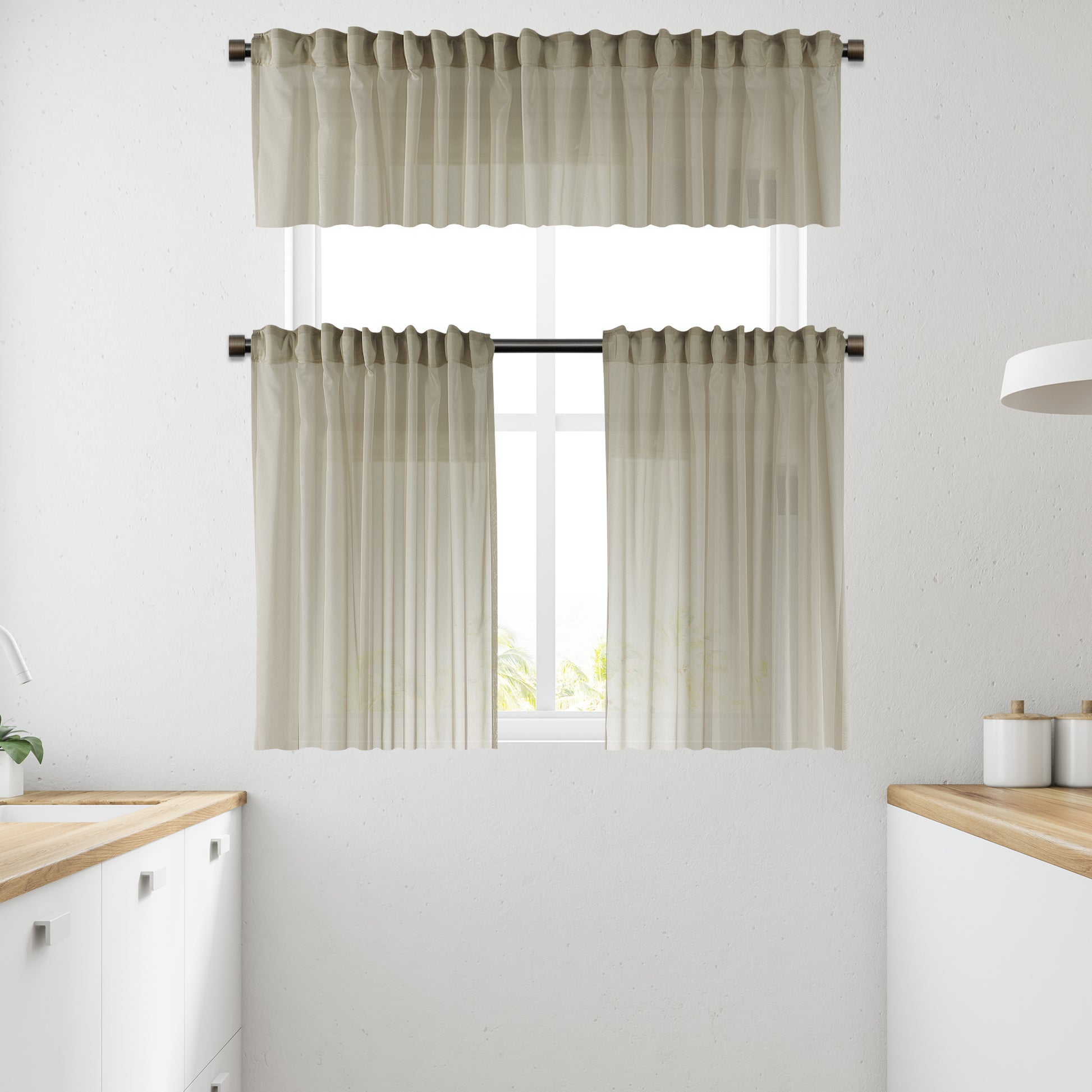 Sheer silk crepe kitchen valances, sheer silk crepe valance, kitchen window valance, light filtering kitchen curtains, decorative kitchen valance, elegant window topper, modern kitchen decor, luxury kitchen valance, café window curtain, custom kitchen valance, rod pocket valance, sheer window treatment, kitchen window curtains, stylish window valance, home decor, window furnishings, decorative kitchen window topper.
