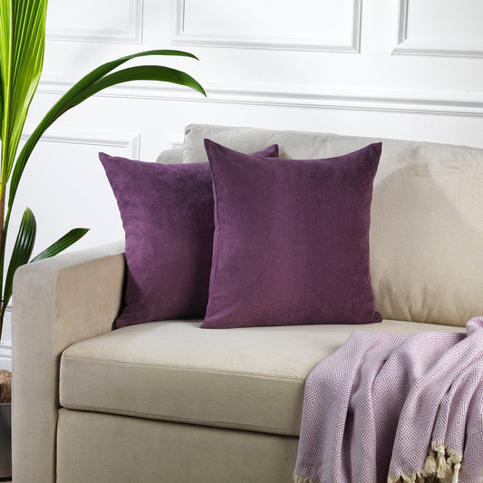 Decorative Cushion Covers Set of 2 Hidden Zipper - Purple