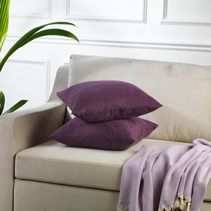 Decorative Cushion Covers Set of 2 Hidden Zipper - Purple