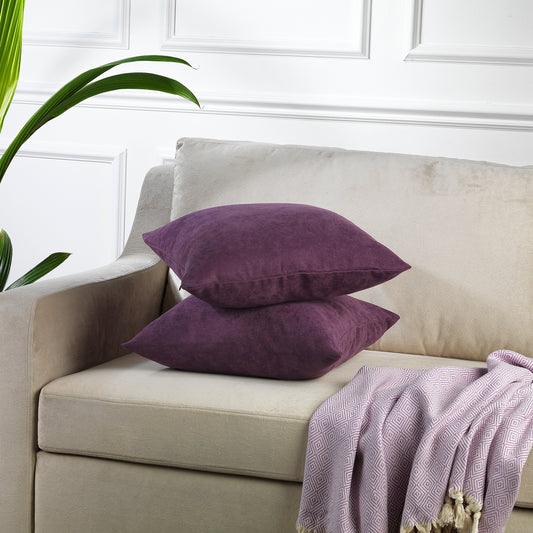 Decorative Cushion Covers Set of 2 Hidden Zipper - Purple