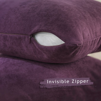 Decorative Cushion Covers Set of 2 Hidden Zipper - Purple