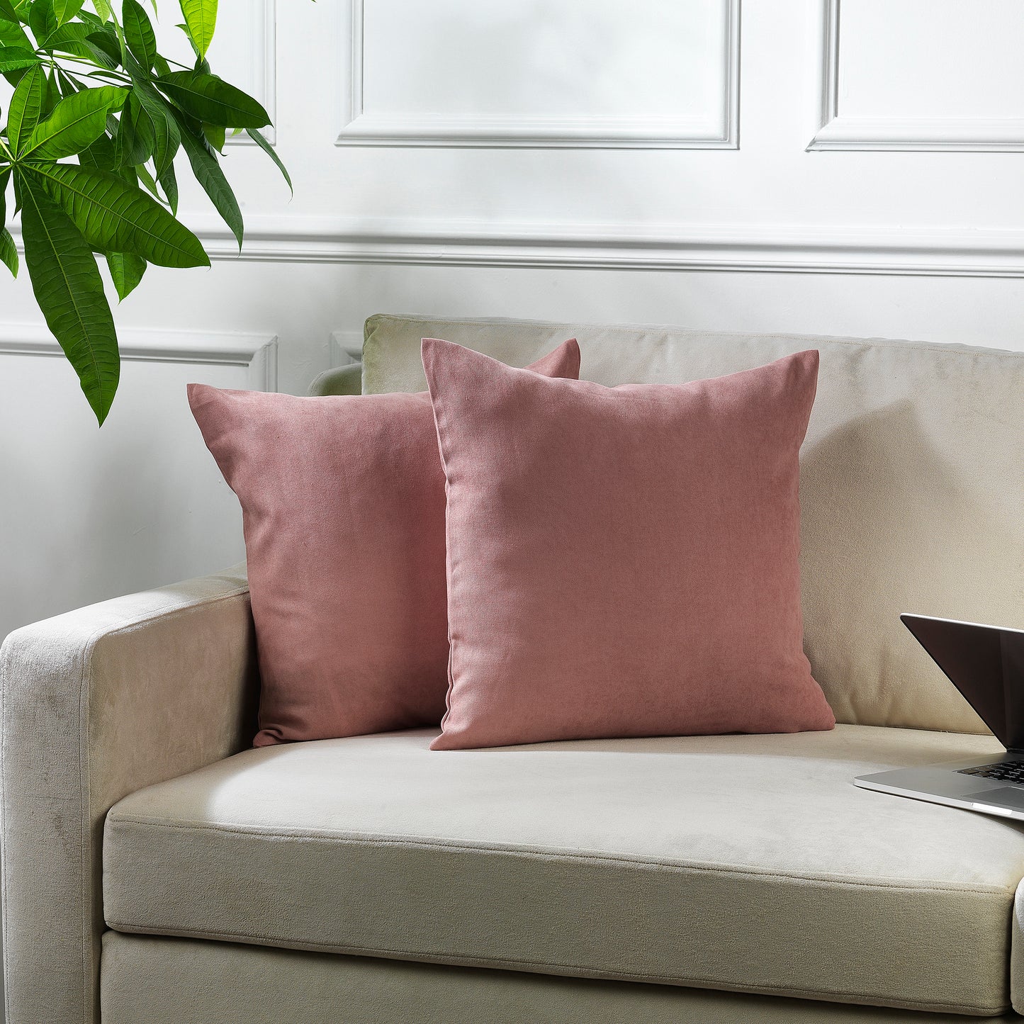 Decorative Cushion Covers Set of 2 Hidden Zipper - Rose Pink