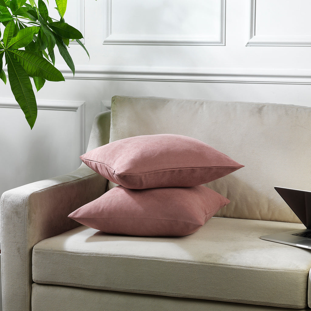 Decorative Cushion Covers Set of 2 Hidden Zipper - Rose Pink