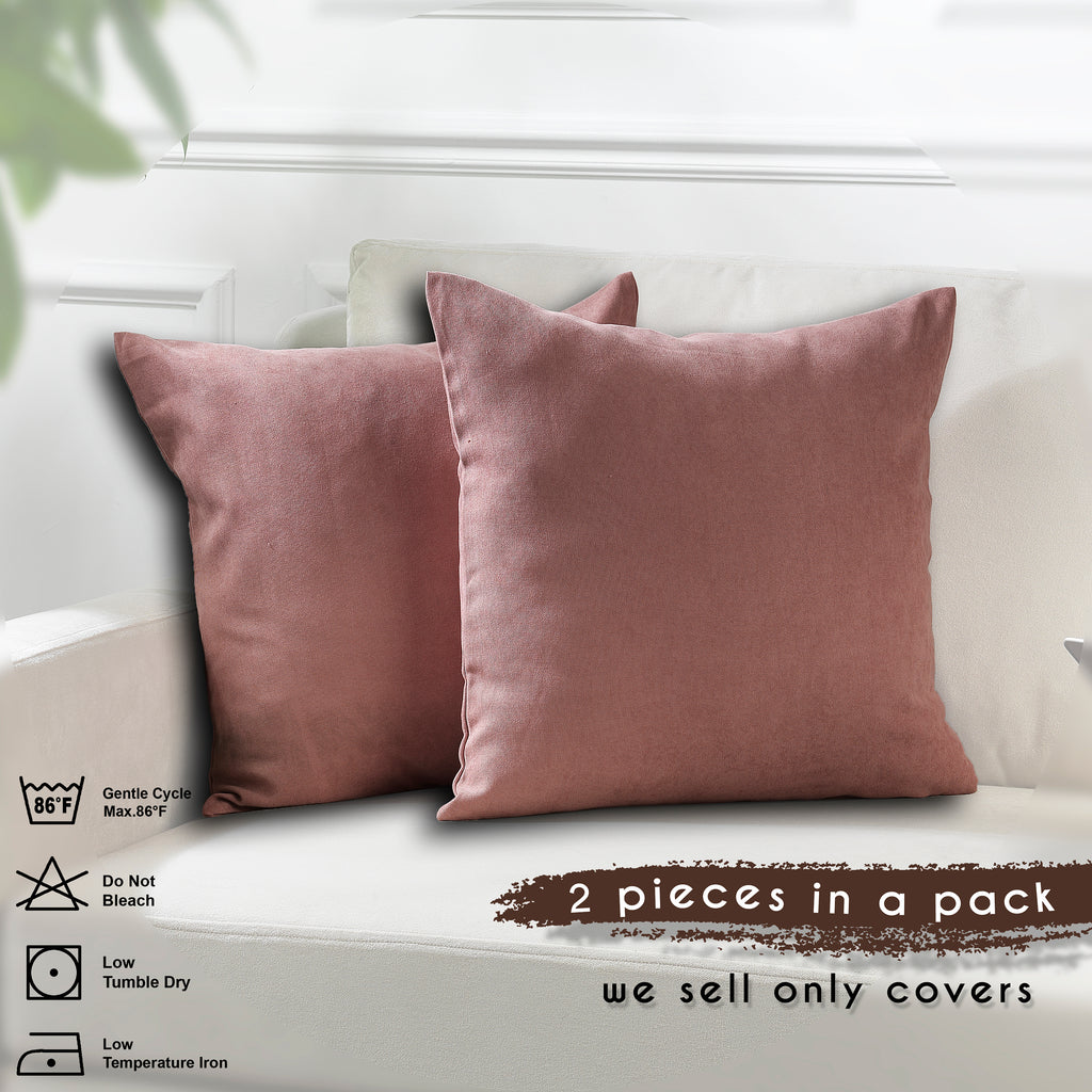 Decorative Cushion Covers Set of 2 Hidden Zipper - Rose Pink