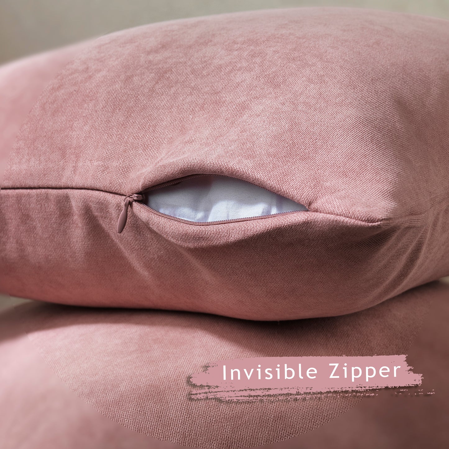 Decorative Cushion Covers Set of 2 Hidden Zipper - Rose Pink