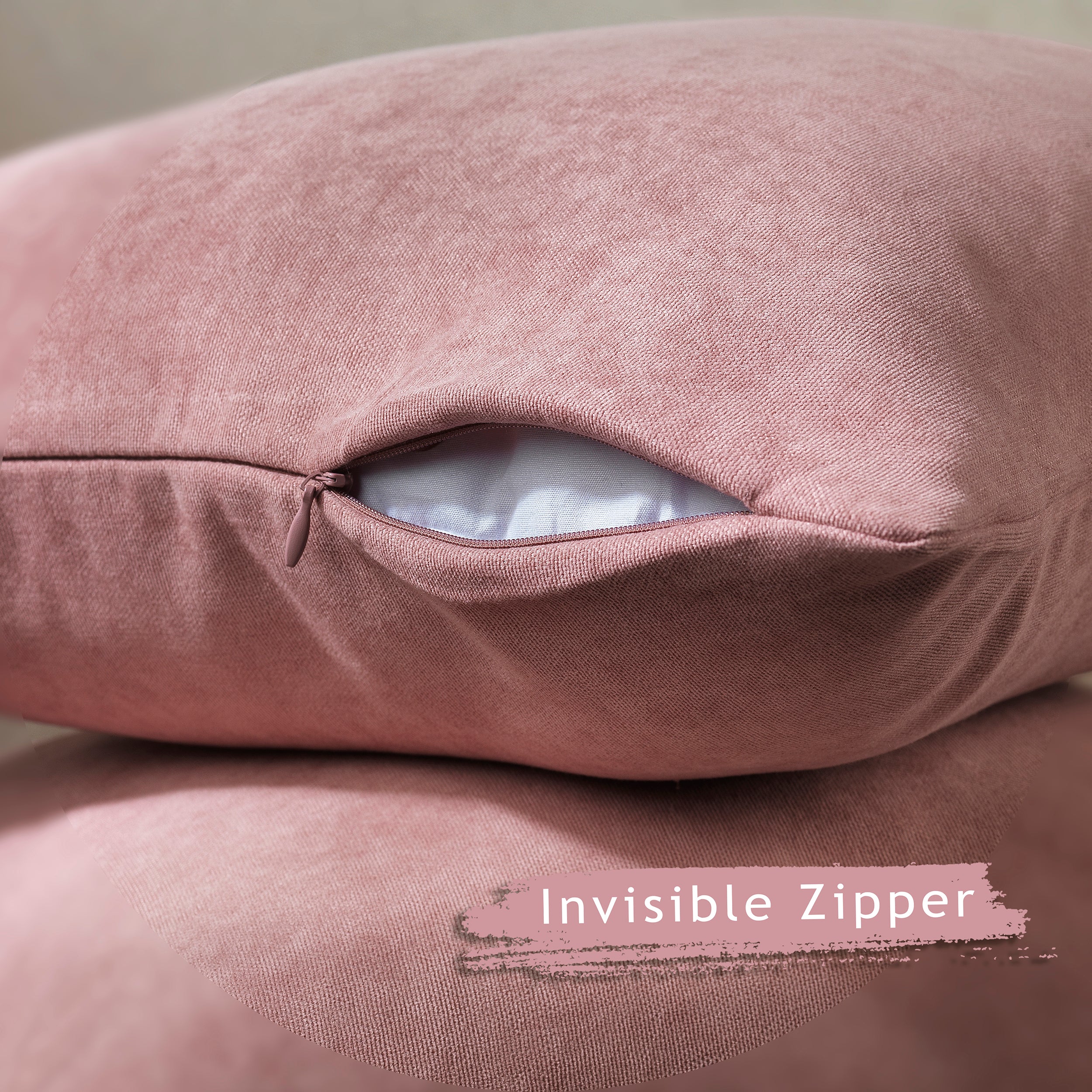 Decorative Cushion Covers Set of 2 Hidden Zipper - Rose Pink