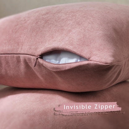 Decorative Cushion Covers Set of 2 Hidden Zipper - Rose Pink