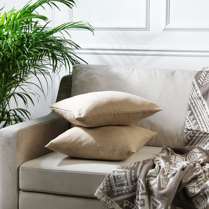 Decorative Cushion Covers Set of 2 Hidden Zipper - Beige