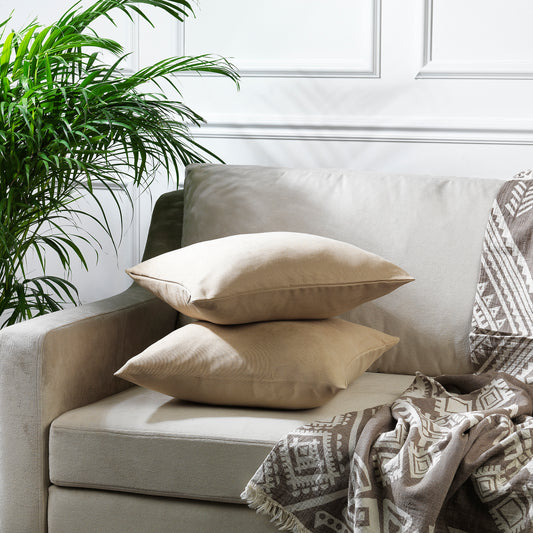 Decorative Cushion Covers Set of 2 Hidden Zipper - Beige