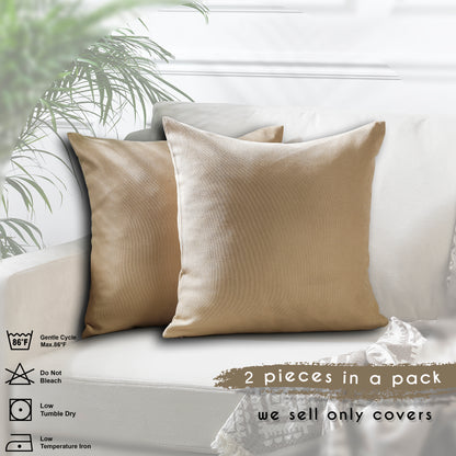 Decorative Cushion Covers Set of 2 Hidden Zipper - Beige