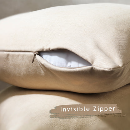 Decorative Cushion Covers Set of 2 Hidden Zipper - Beige