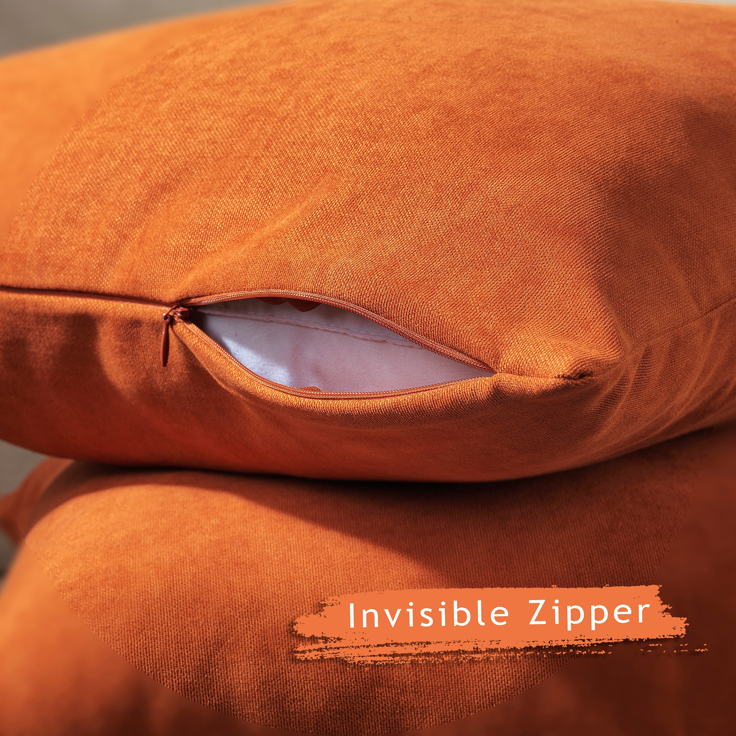 Decorative Cushion Covers Set of 2 Hidden Zipper - Burnt Orange