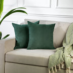 Decorative Cushion Covers Set of 2 Hidden Zipper - Dark Green