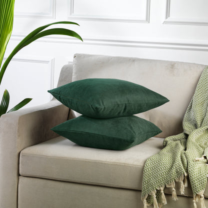 Decorative Cushion Covers Set of 2 Hidden Zipper - Dark Green