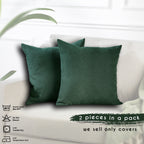 Decorative Cushion Covers Set of 2 Hidden Zipper - Dark Green