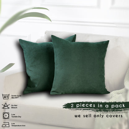 Decorative Cushion Covers Set of 2 Hidden Zipper - Dark Green