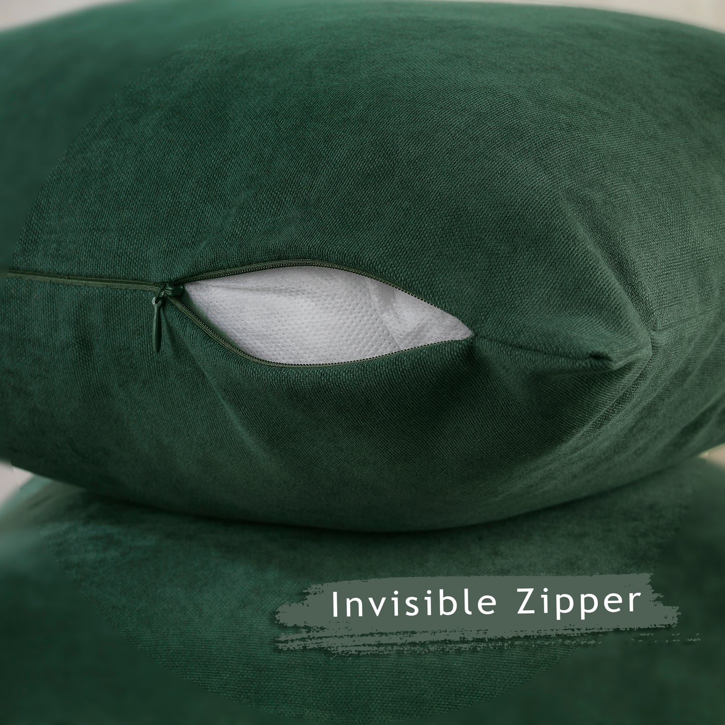 Decorative Cushion Covers Set of 2 Hidden Zipper - Dark Green