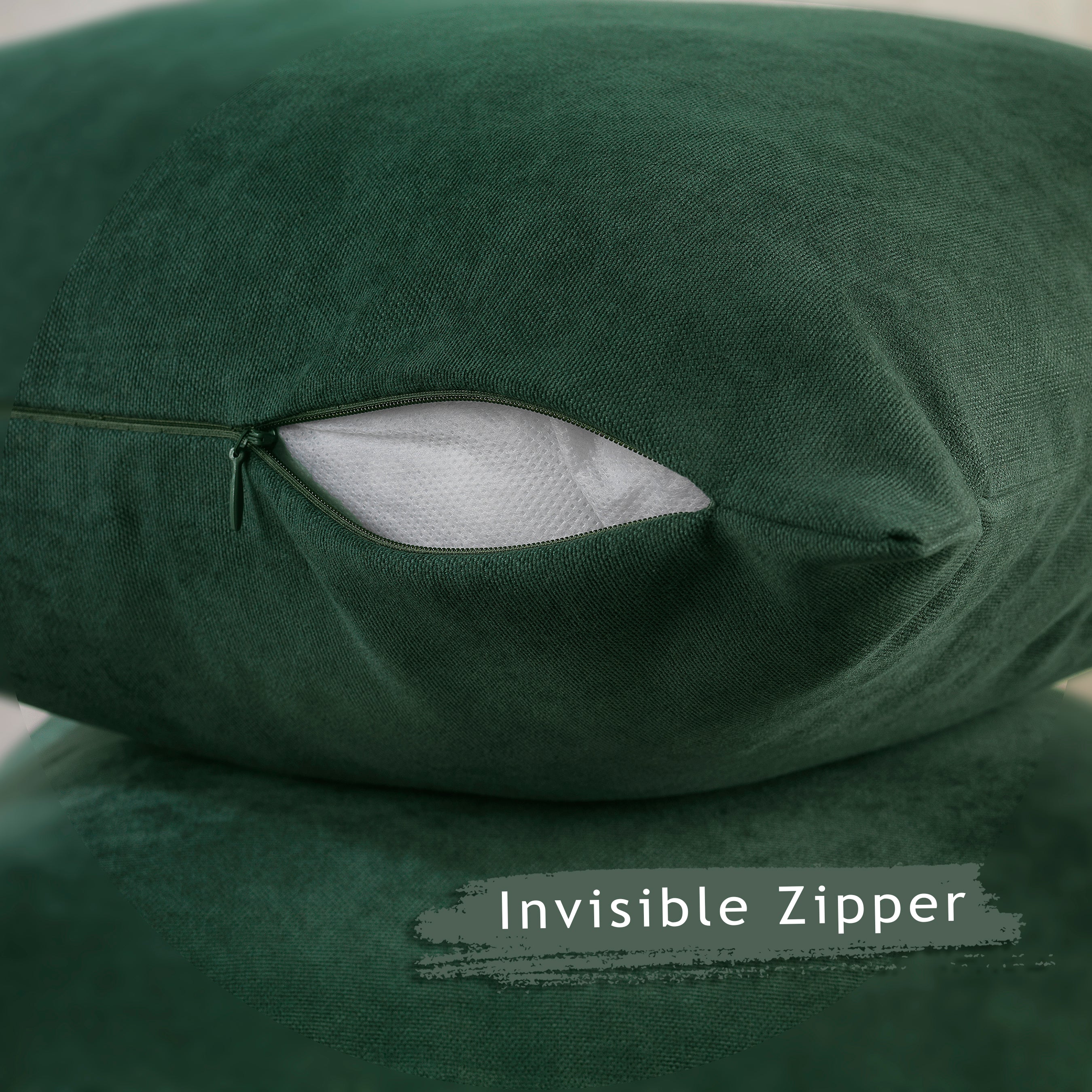 Decorative Cushion Covers Set of 2 Hidden Zipper - Dark Green