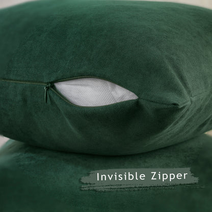 Decorative Cushion Covers Set of 2 Hidden Zipper - Dark Green